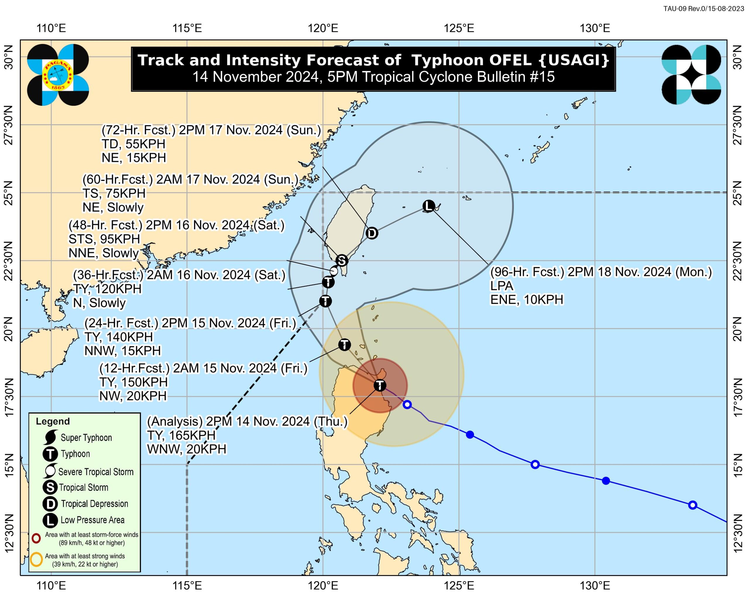 Typhoon Ofel continues to weaken Thursday before its projected landfall in Babuyan Islands, state meteorologists said. 