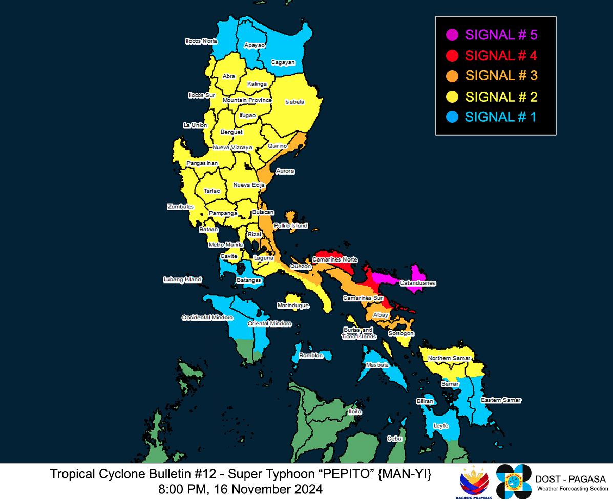 Pagasa tropical cyclone bulletin No. 12 for Super Typhoon Pepito