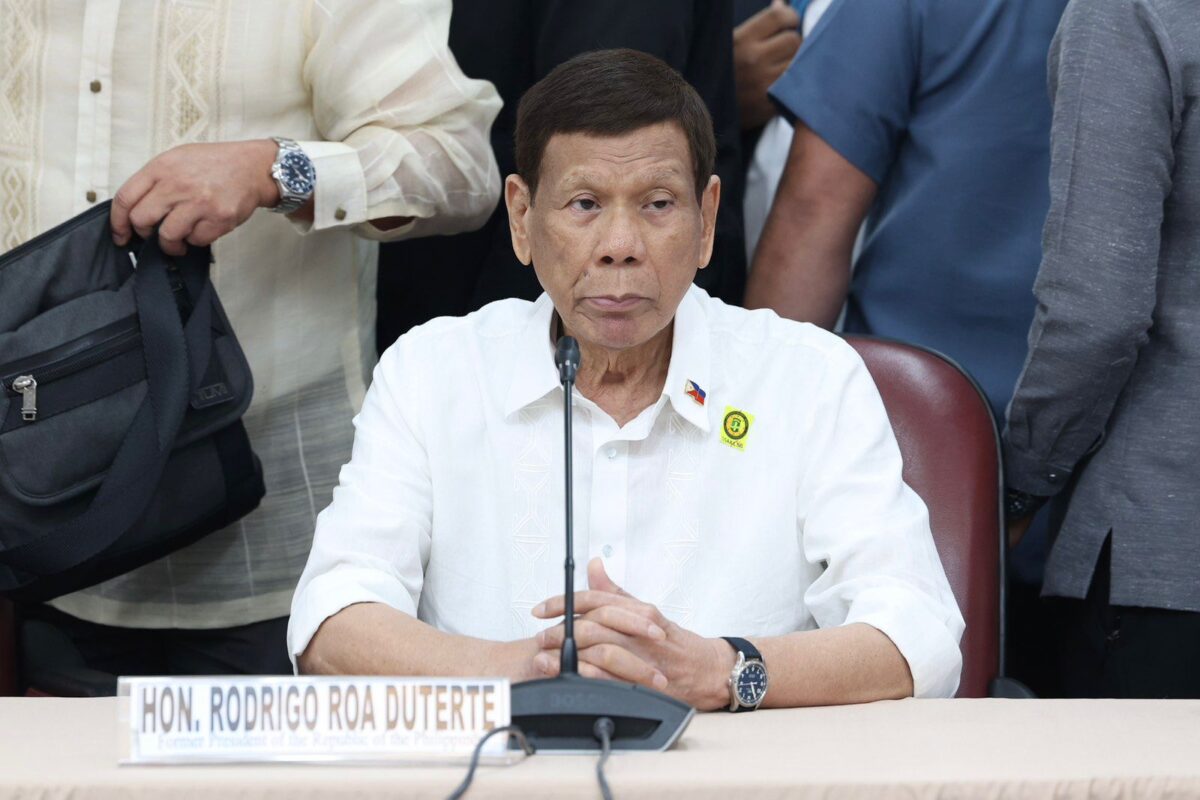 Former President Rodrigo Duterte attends the House quad comm hearing on Nov. 13, 2024. (Photo from House of Representatives Media Bureau)