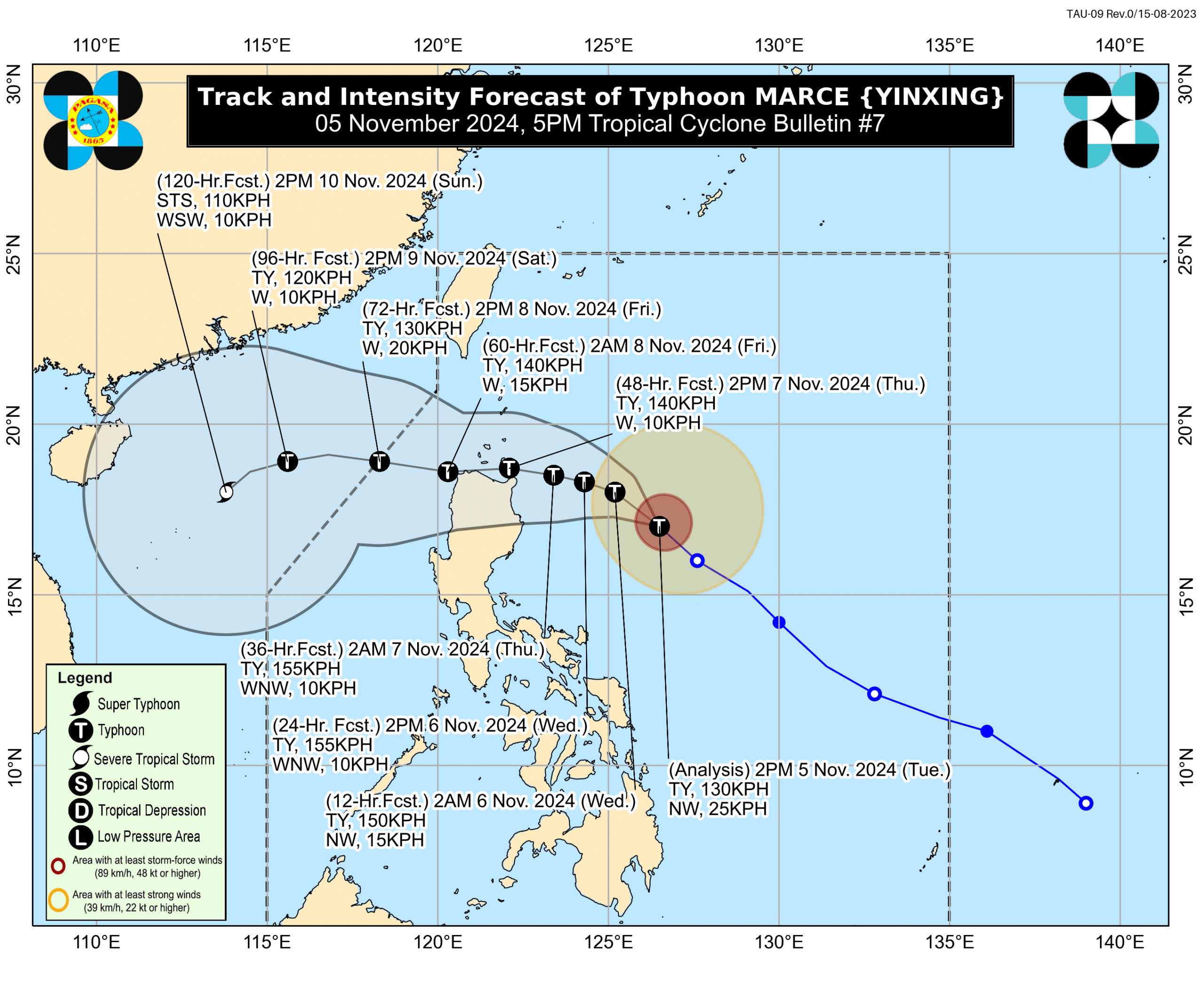 Track and intensity forecast of Typhoon Marce (international name: Yinxing)