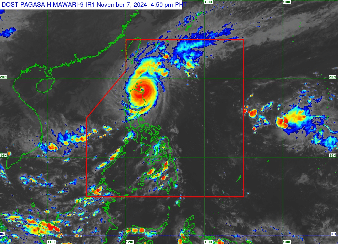 Satellite image of Typhoon Marce captured at 4:50 p.m. on Thursday, November 7, 2024. (Photo from Facebook/Pagasa)