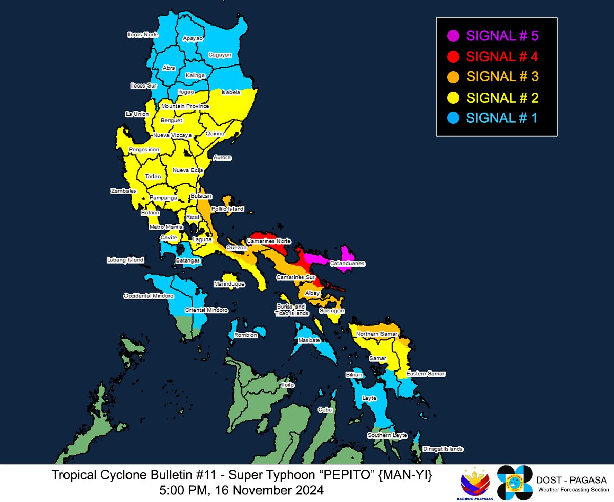 Camarines Sur areas now under Signal No. 5 due to Pepito