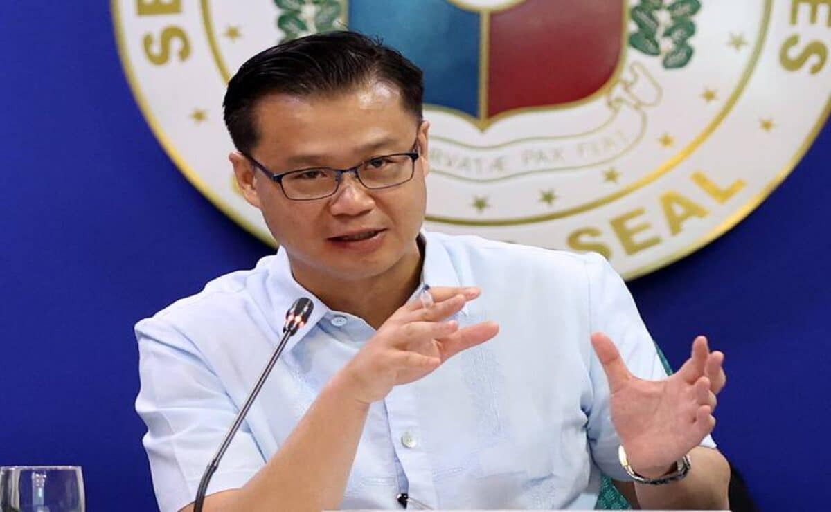 Sen. Sherwin Gatchalian gestures during a discussion.