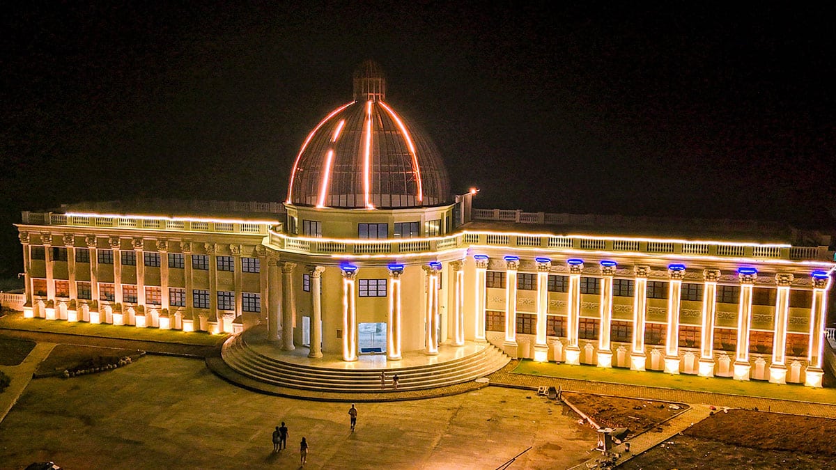 NEW LANDMARK The province of Eastern Samar has a new landmark with the completion of its capitol building in Borongan City, shown here all lighted up on Oct. 31, days before its formal blessing on Nov. 9. —PHOTO COURTESY OF BIYAHERO.PH