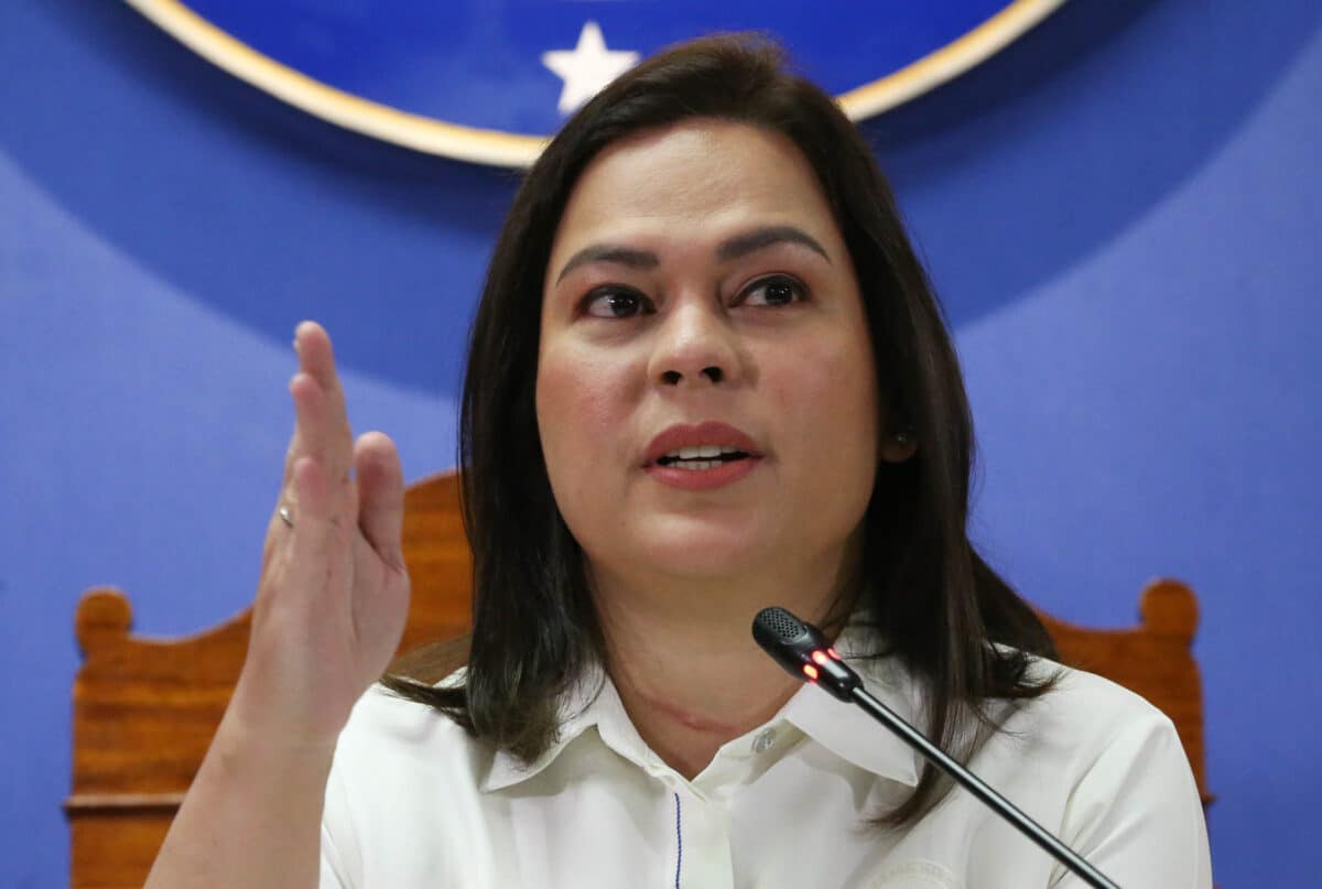 Vice President Sara Z. Duterte during her press conference at the Office of the Vice President, Robinsons Cybergate Plaza, Mandaluyong City.