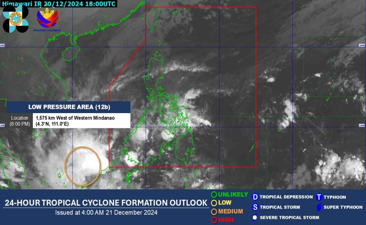 New LPA seen off Mindanao may become tropical cyclone in 24-48 hrs