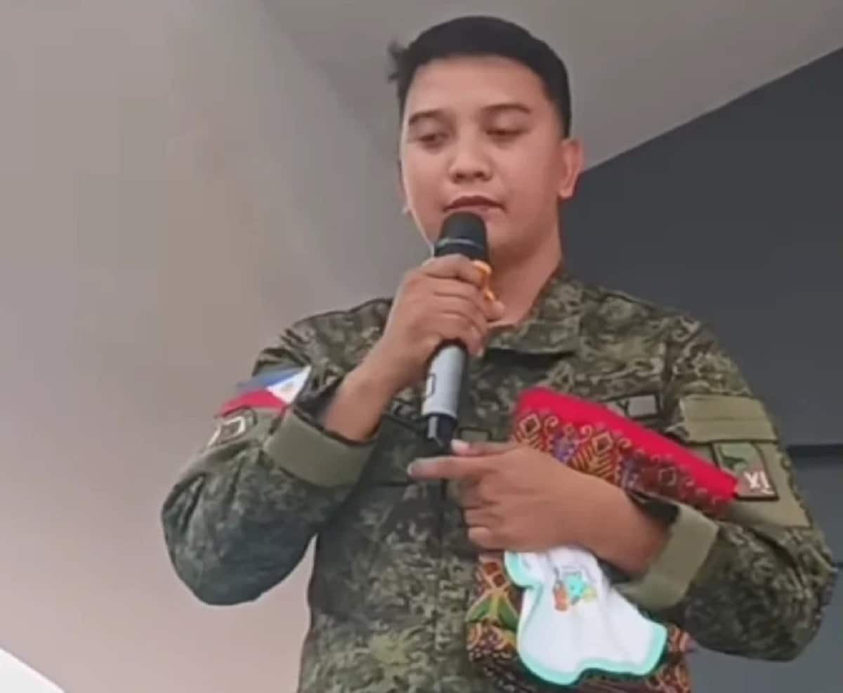 Army Private First Class Michael Basalo of the Army’s 34th Infantry Battalion who lost his wife and child in an ambush in Rajah Buayan, Maguindanao del Sur. 