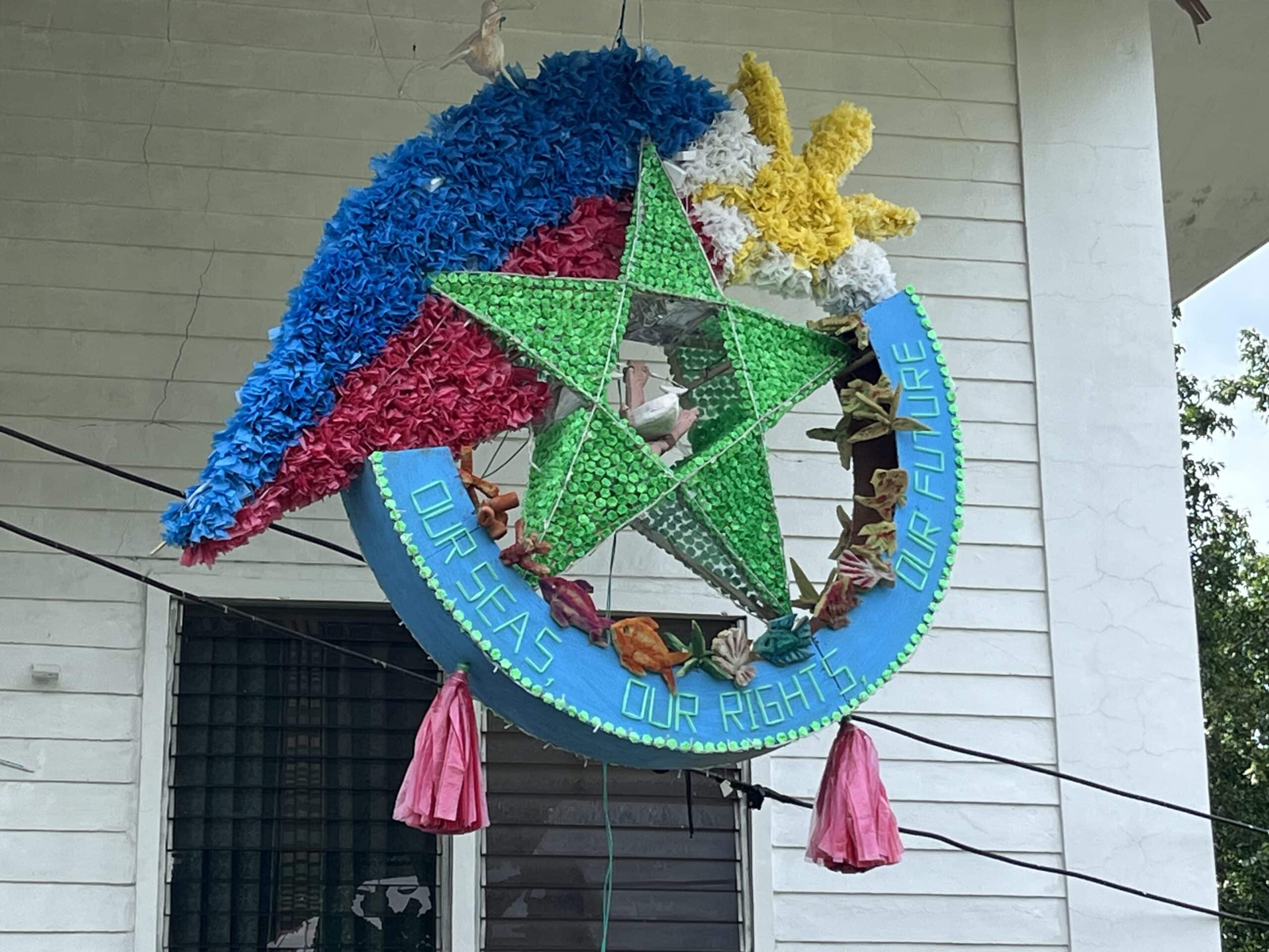 SYMBOLS Soldiers put importance on asserting thecountry’s rights over the West Philippine Sea in lanterns displayed inside the camp of the Army’s 54th Engineer Brigade in Zamboanga City. 