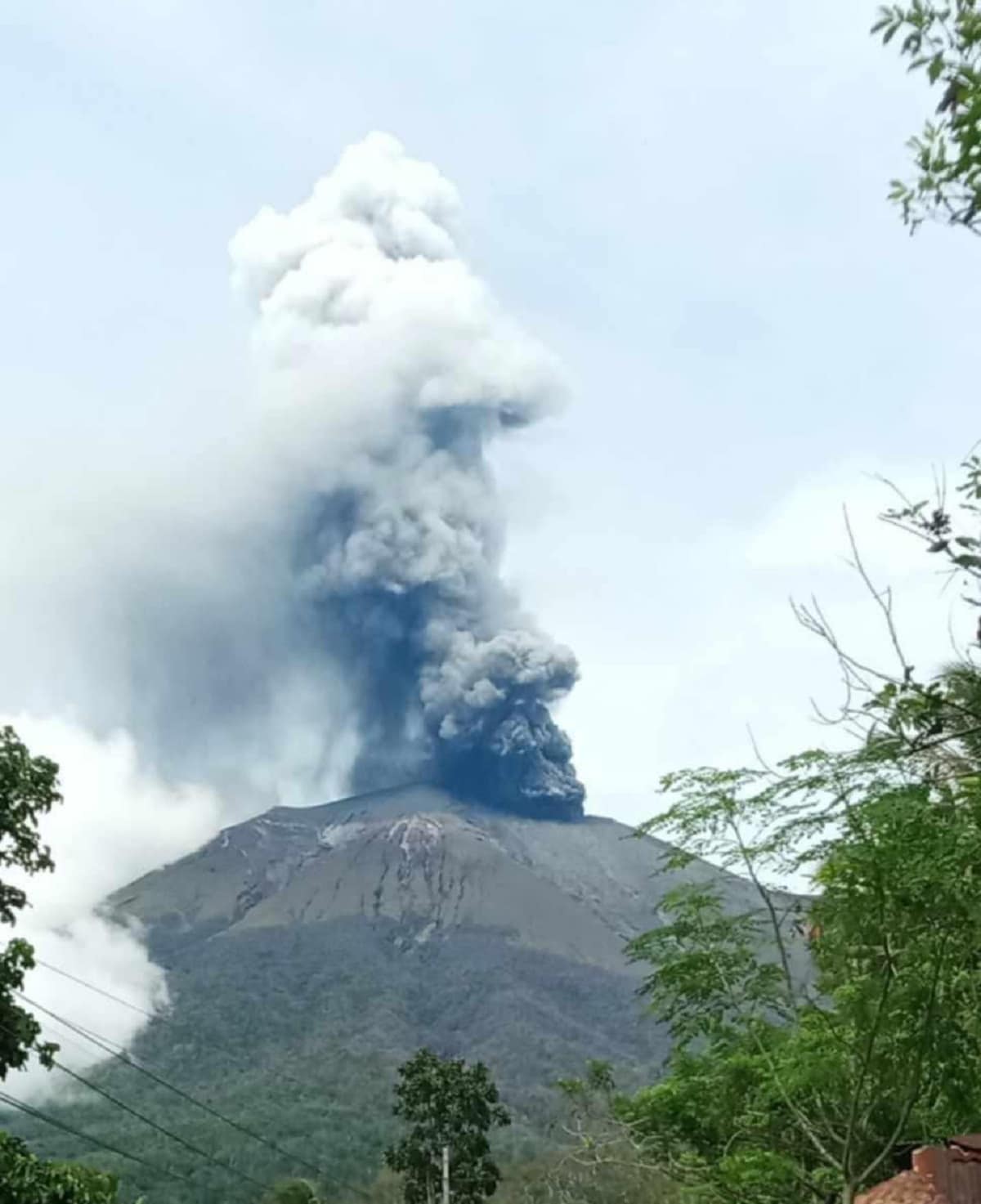 STILL RESTIVE Mt. Kanlaonon Negros Island is shown emitting a massive amount of ash on Monday morning, two weeks since its eruption on Dec. 9. 