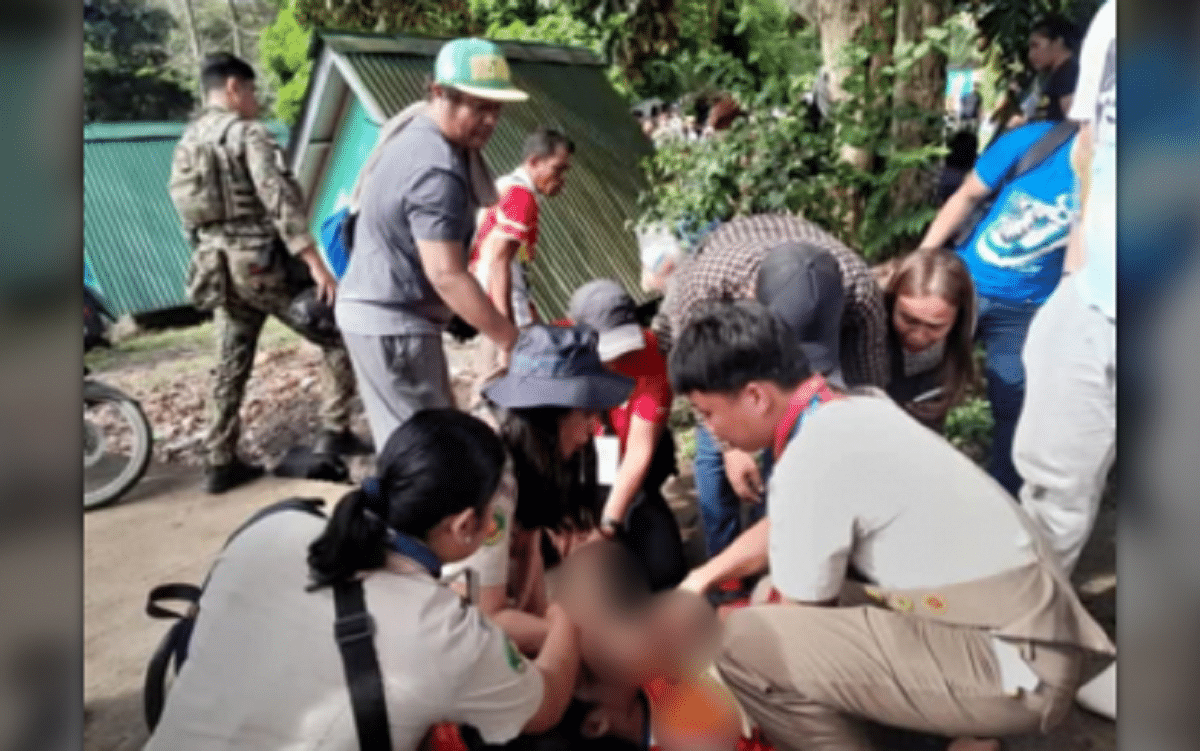 IMMEDIATE RESPONSE. First responders provide aid to one of three senior scouts fatally electrocuted at the campsite in Mount Abong-Abong, Pasonanca, Zamboanga City, on Thursday morning (Dec. 12, 2024). The incident also left ten others hospitalized. 