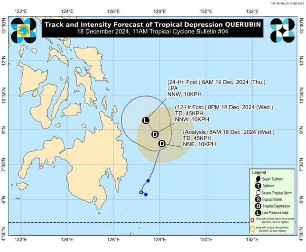 Querubin maintains strength, Signal No. 1 in Surigao del Sur