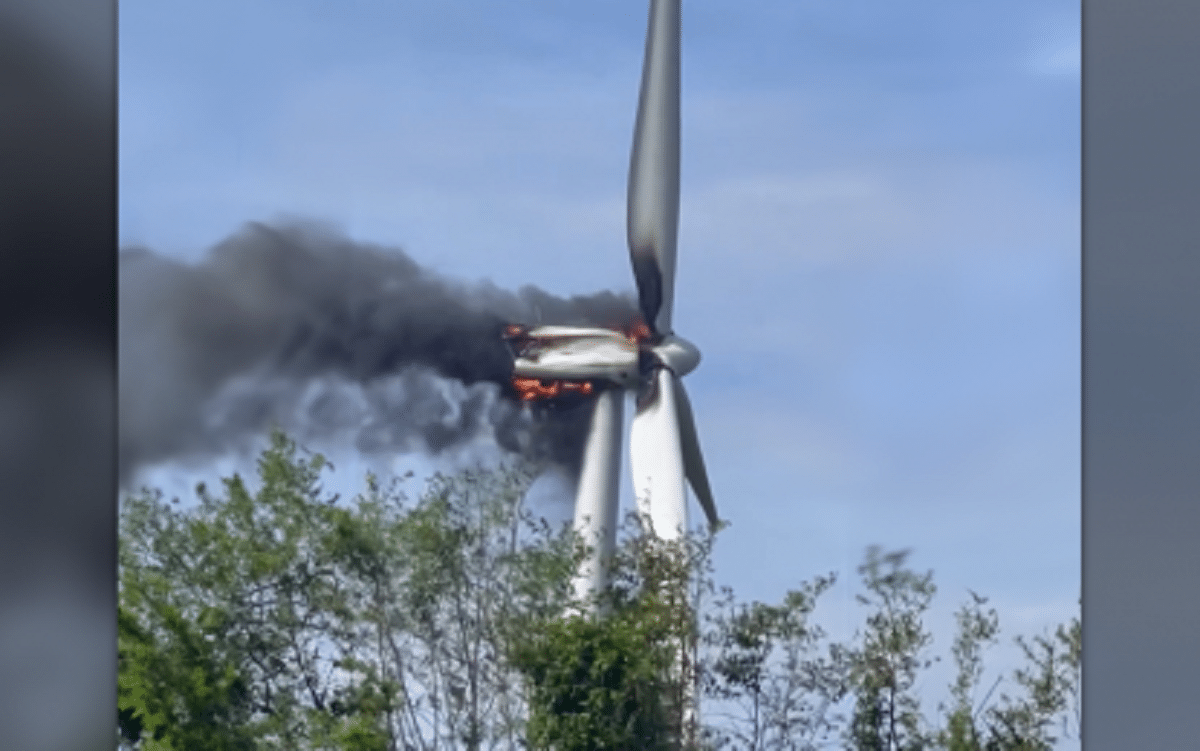 WIND TURBINE ON FIRE. One of the wind turbines of the Energy Development Corporation in Burgos, Ilocos Norte catches fire on Thursday (Dec. 12, 2024) morning. Investigation is ongoing.