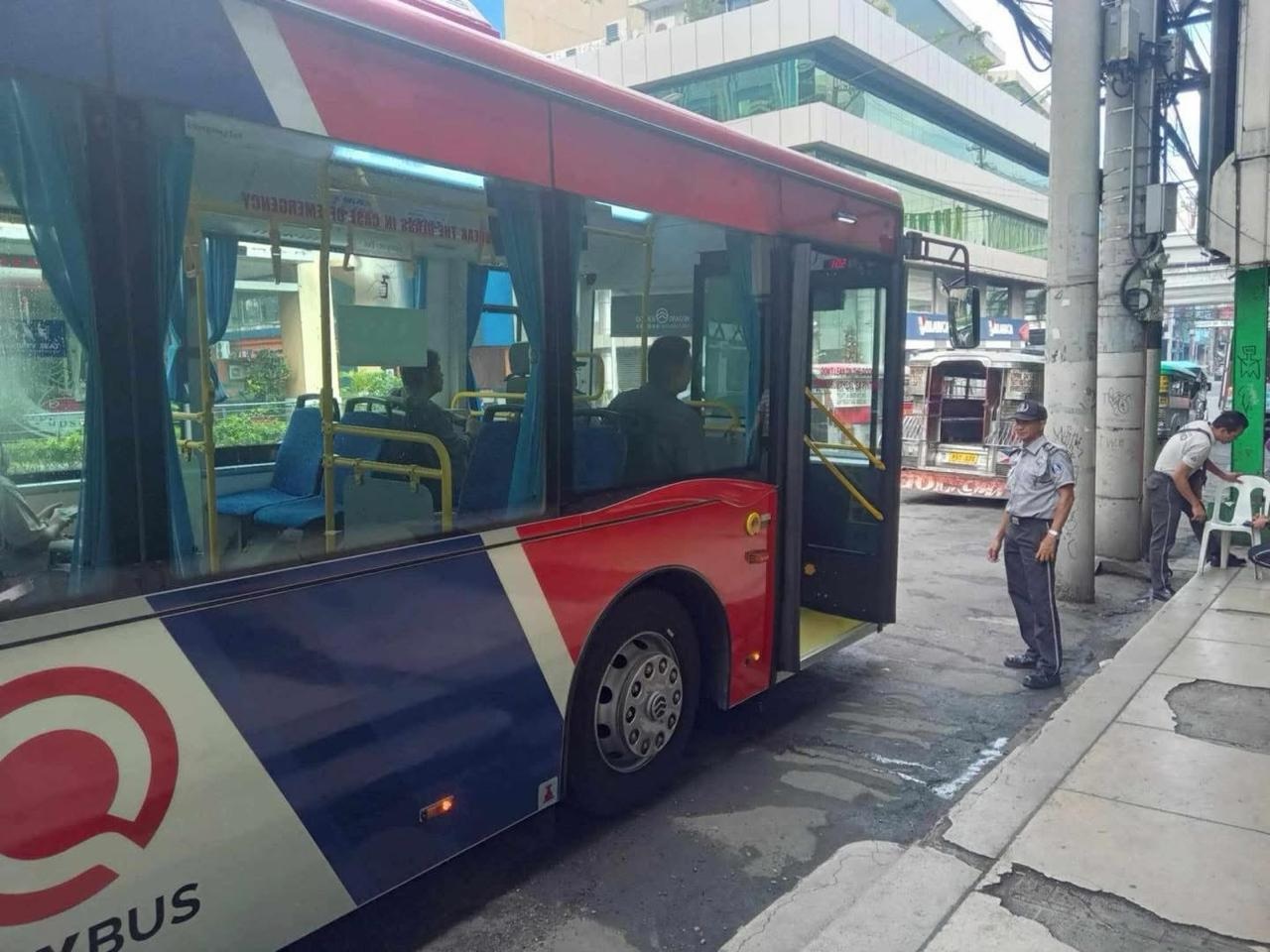 PHOTO: An electric bus at one of the 90 stops all over Quezon City