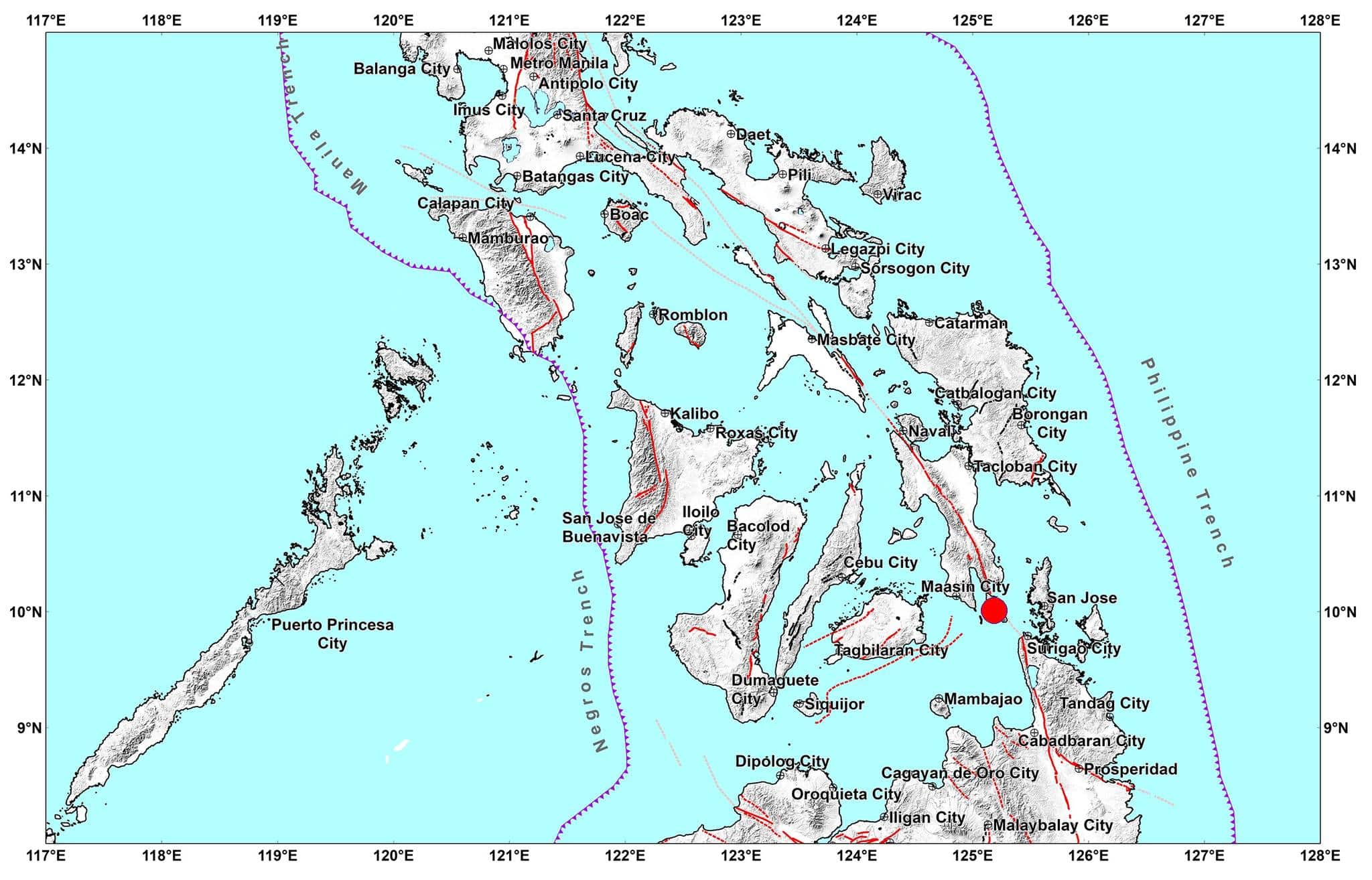 A 5.8 magnitude earthquake hits the waters off the southern town of Leyte