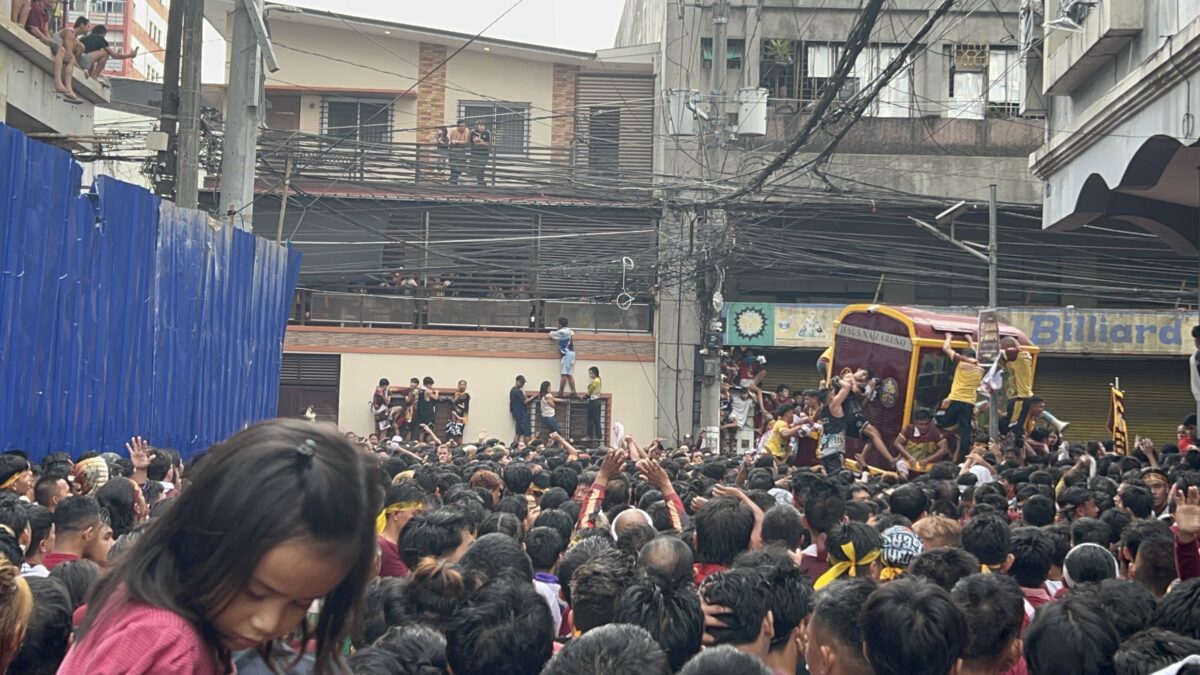 The andas, or the carriage carrying the image of Jesus Nazareno tilted sidewards in the middle of traslacion on Thursday afternoon.