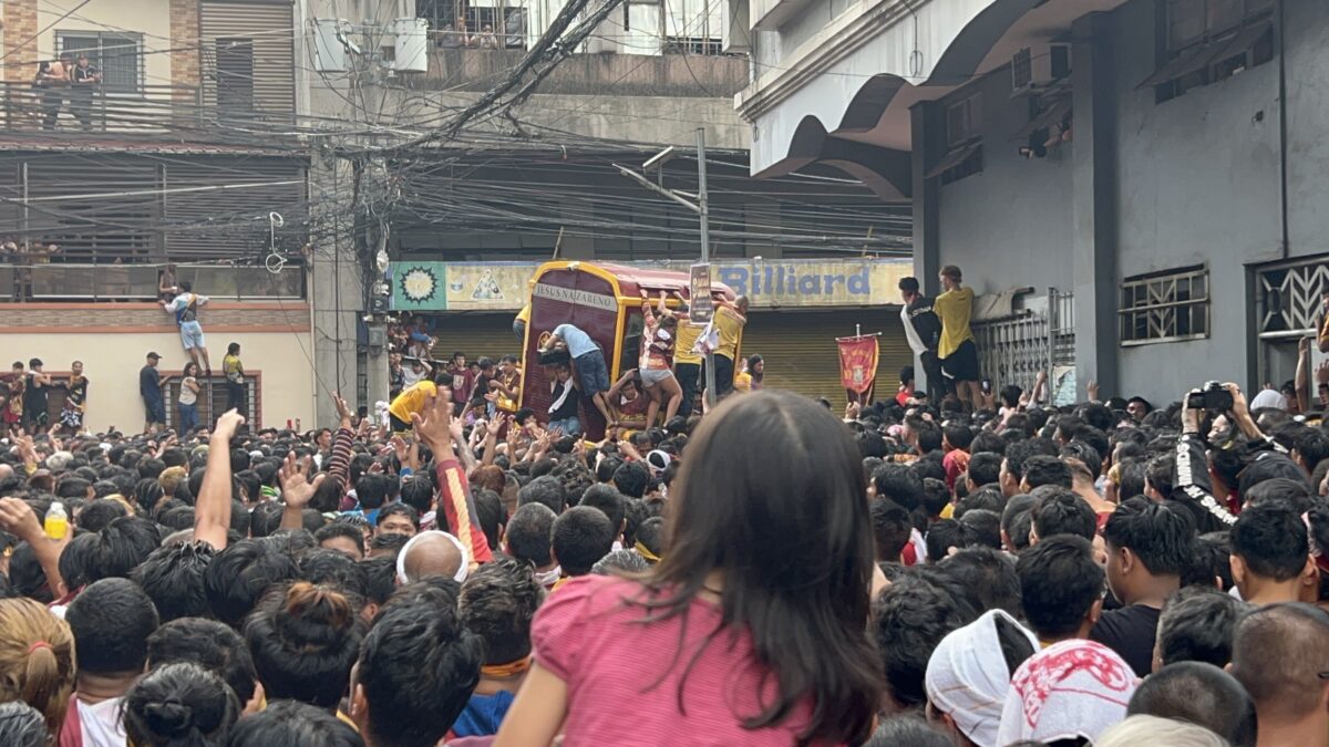 The andas, or the carriage carrying the image of Jesus Nazareno tilted sidewards in the middle of traslacion on Thursday afternoon.