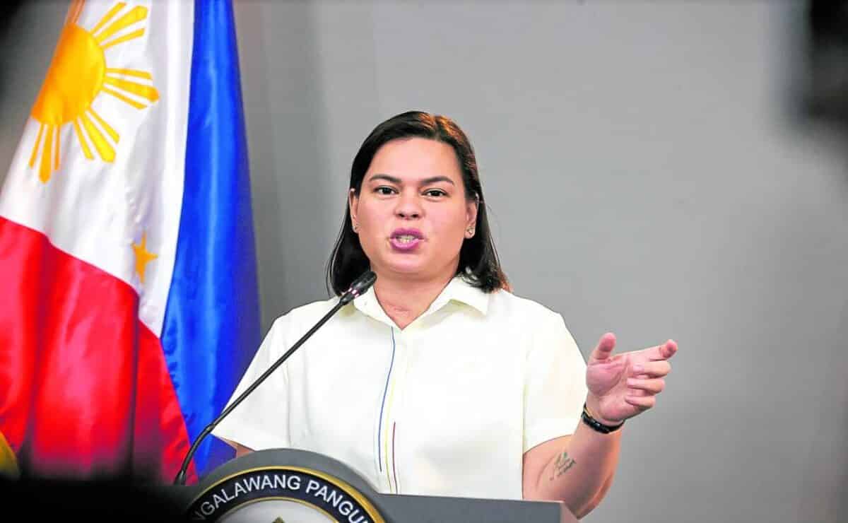 Picture of Vice President Sara Duterte speaking in a press conference