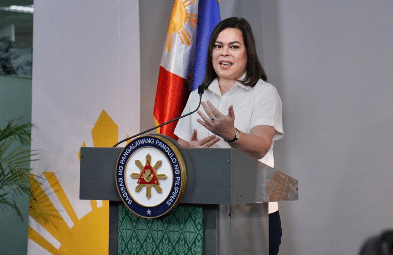 Vice President Sara Duterte speaks to the members of the media during a press conference ate the OVP Central Office in Mandaluyong City on Friday, February 7, 2025. Arnel Tacson, INQUIRER.net