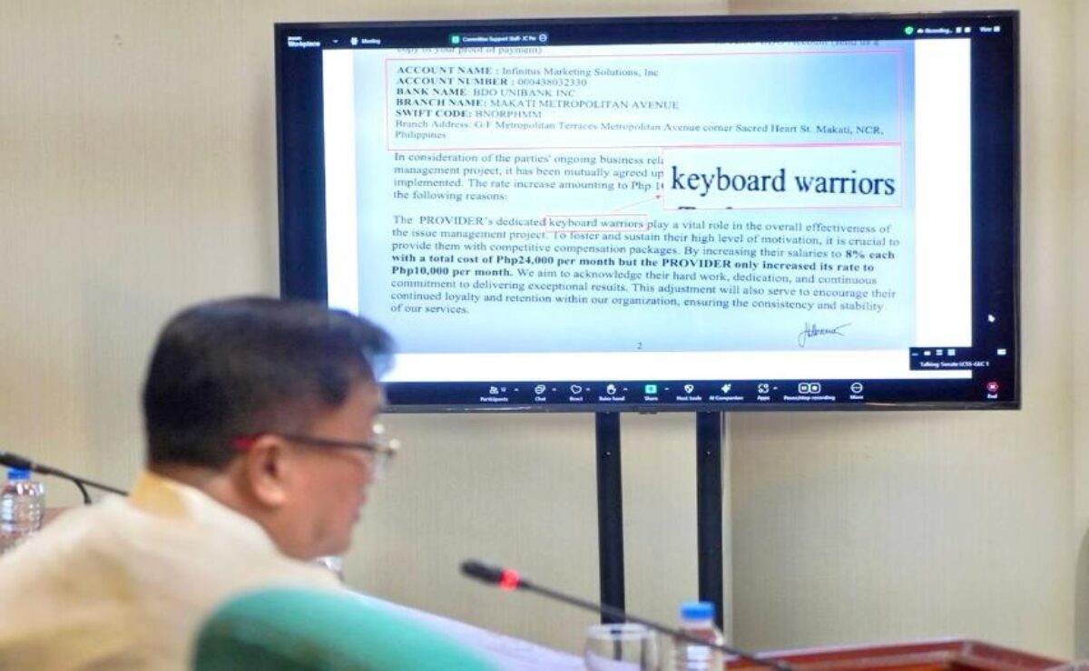 Pinangunahan ni Sen. Francis Tolentino ang pagdinig sa Senado sa umano’y troll farm sa bansa.