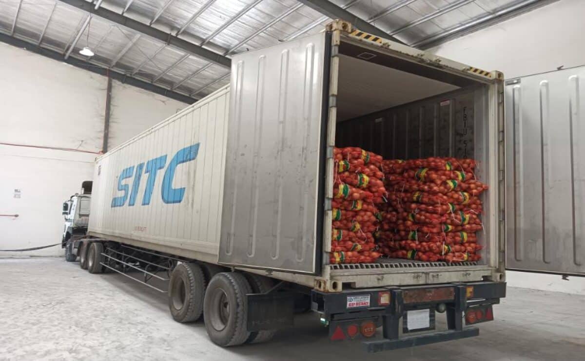 Authorities confiscate white onions valued at P1.7 million, allegedly misdeclared as 'chicken karaage strips,' in an operation at a warehouse in Barangay Laug in Mexico, Pampanga on Saturday, April 26, 2025. — Photo from the Criminal Investigation and Detection Group