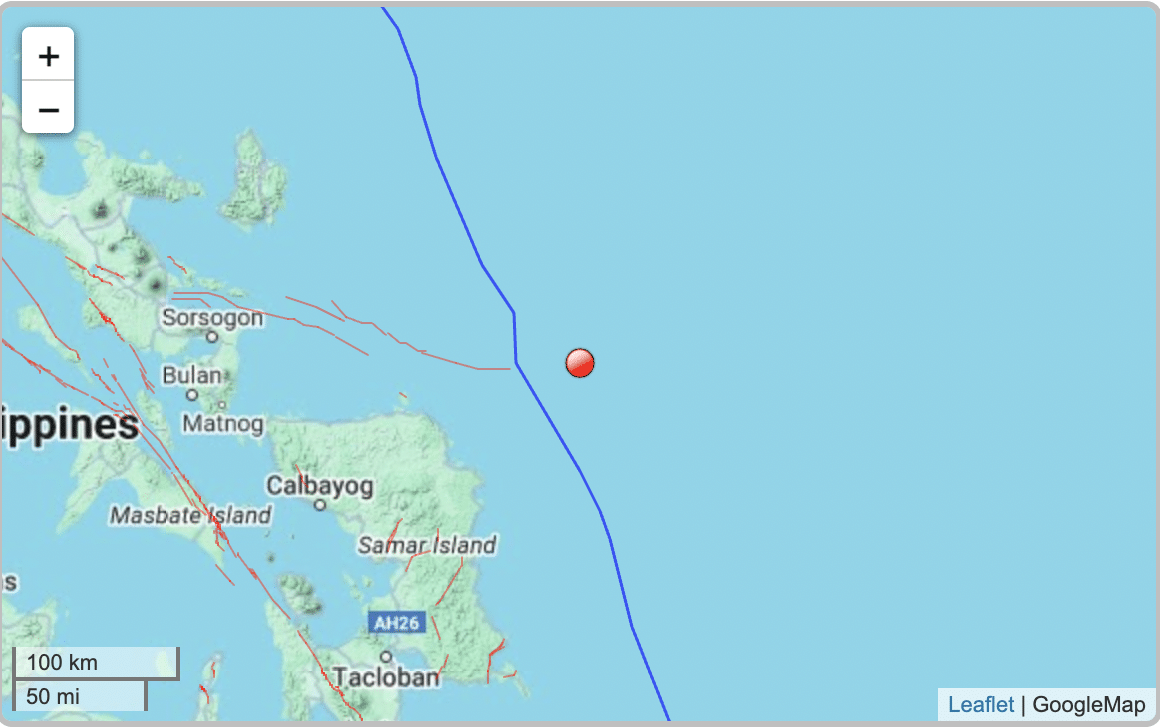 Magnitude 5.4 earthquake in Northern Samar
