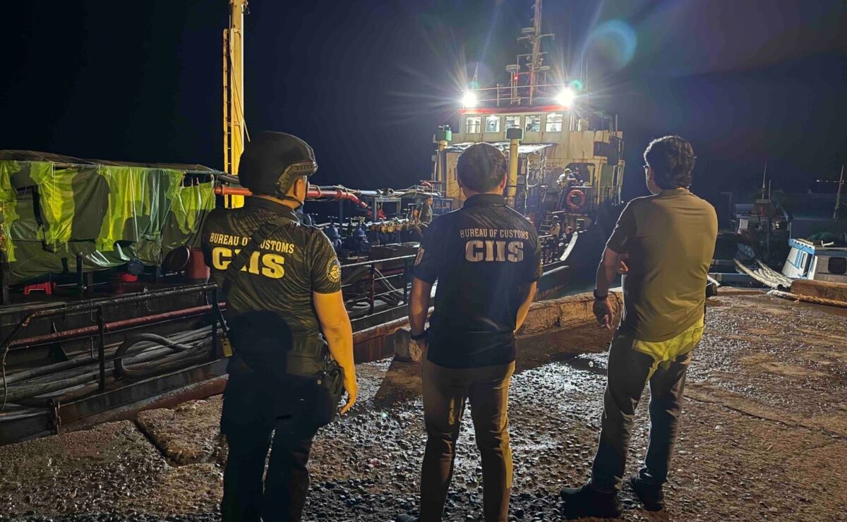 Authorities confiscate allegedly smuggled fuel valued at P219.5 million from a motor tanker and two lorry trucks at the La Union Port on Thursday, June 19, 2025. 