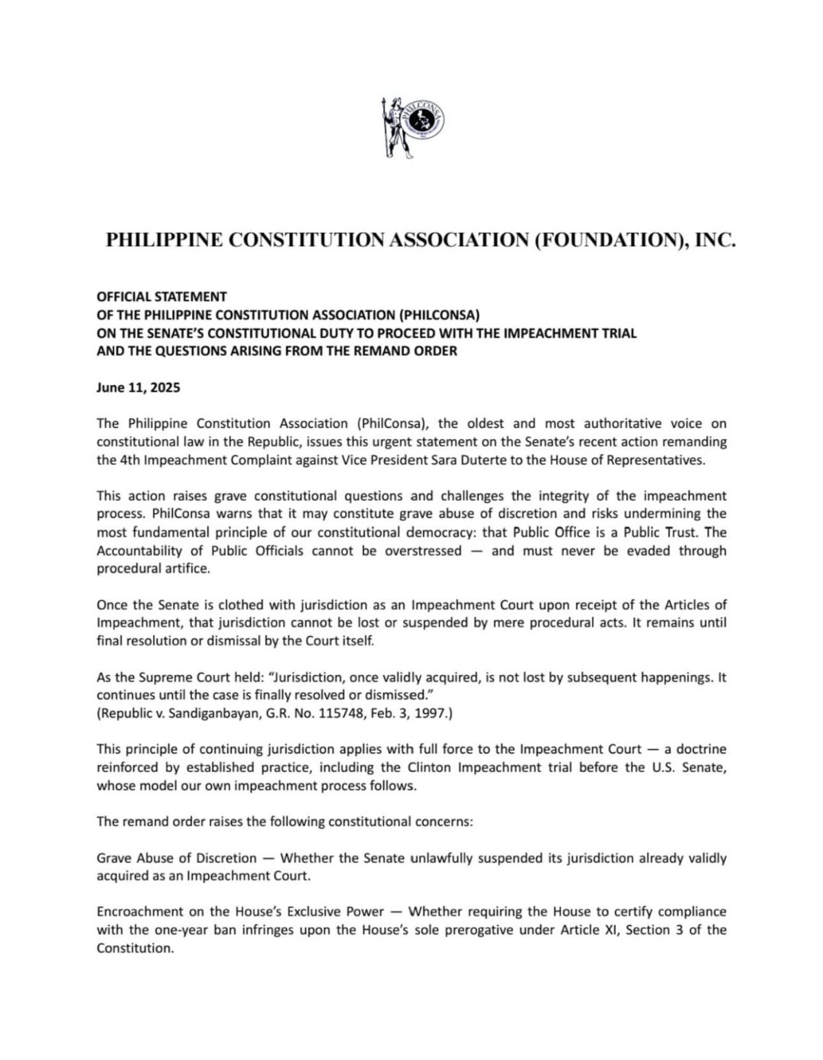 Hinihikayat ng mga eksperto sa charter ang Senado na magpatuloy sa Duterte Impeachment Trial