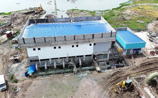 Ongoing construction at the East Bay Phase 2 Raw Water Intake Structure, a critical facility designed to extract up to 200 million liters of raw water daily from Laguna Lake. Once completed, it will help ensure sustainable water supply for over two million residents in Pasig, Pateros, and Taguig.