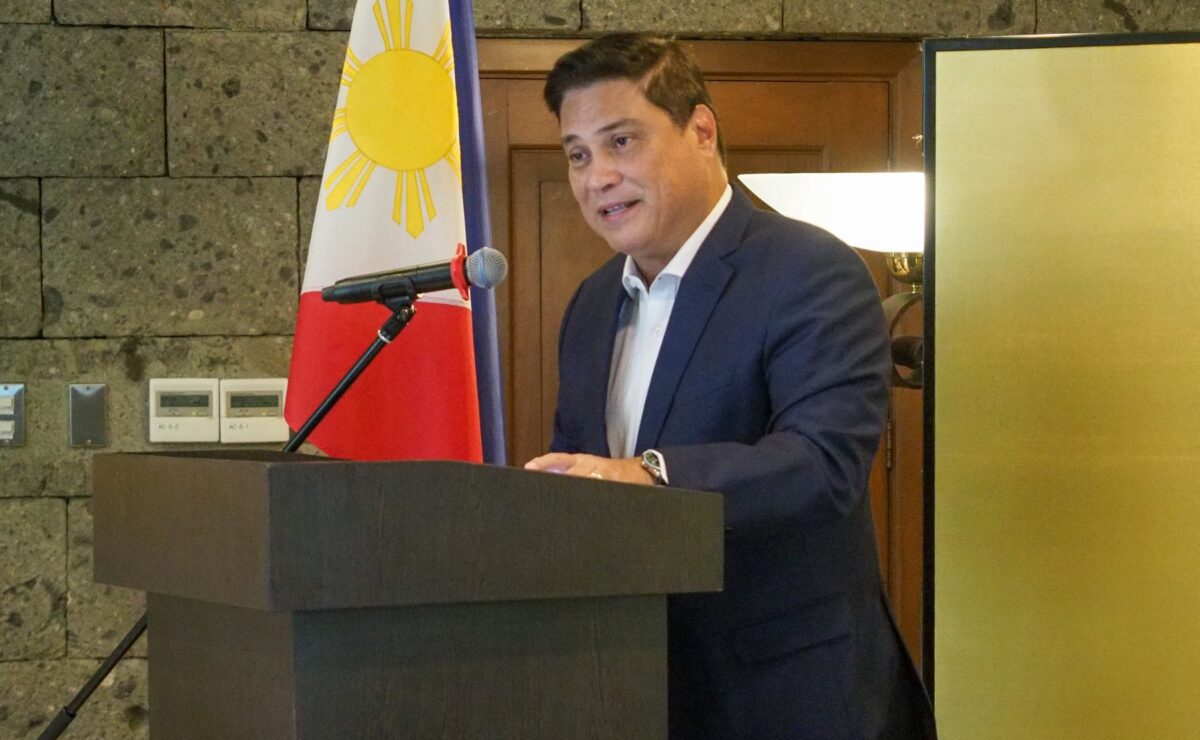 Sen. Migz Zubiri delivers a speech during the celebration of the 60th anniversary of the Japan International Cooperation Agency's volunteer program on Thursday, August 28, 2025. — Photo from Senator Migz Zubiri/Facebook