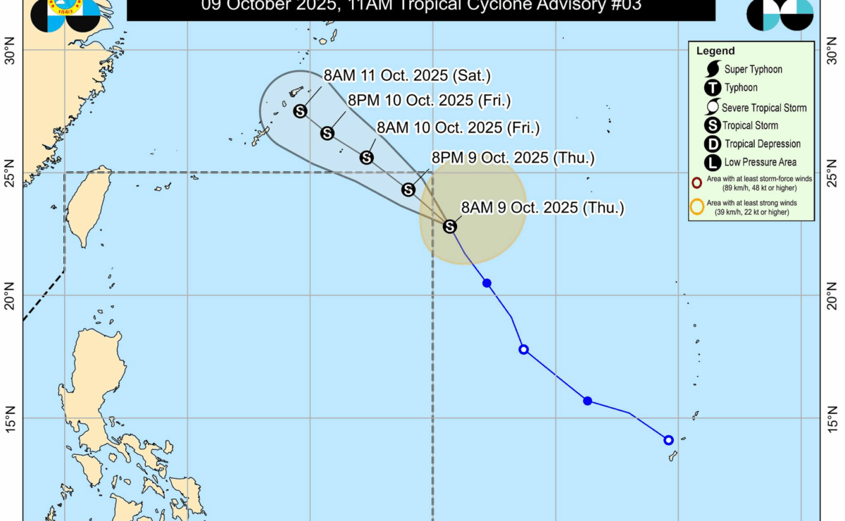 Pagasa's map showing the Track and Intensity Forecast of Tropical Storm Nakri