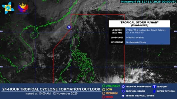 Uwan weakens into tropical storm outside of PAR – Pagasa