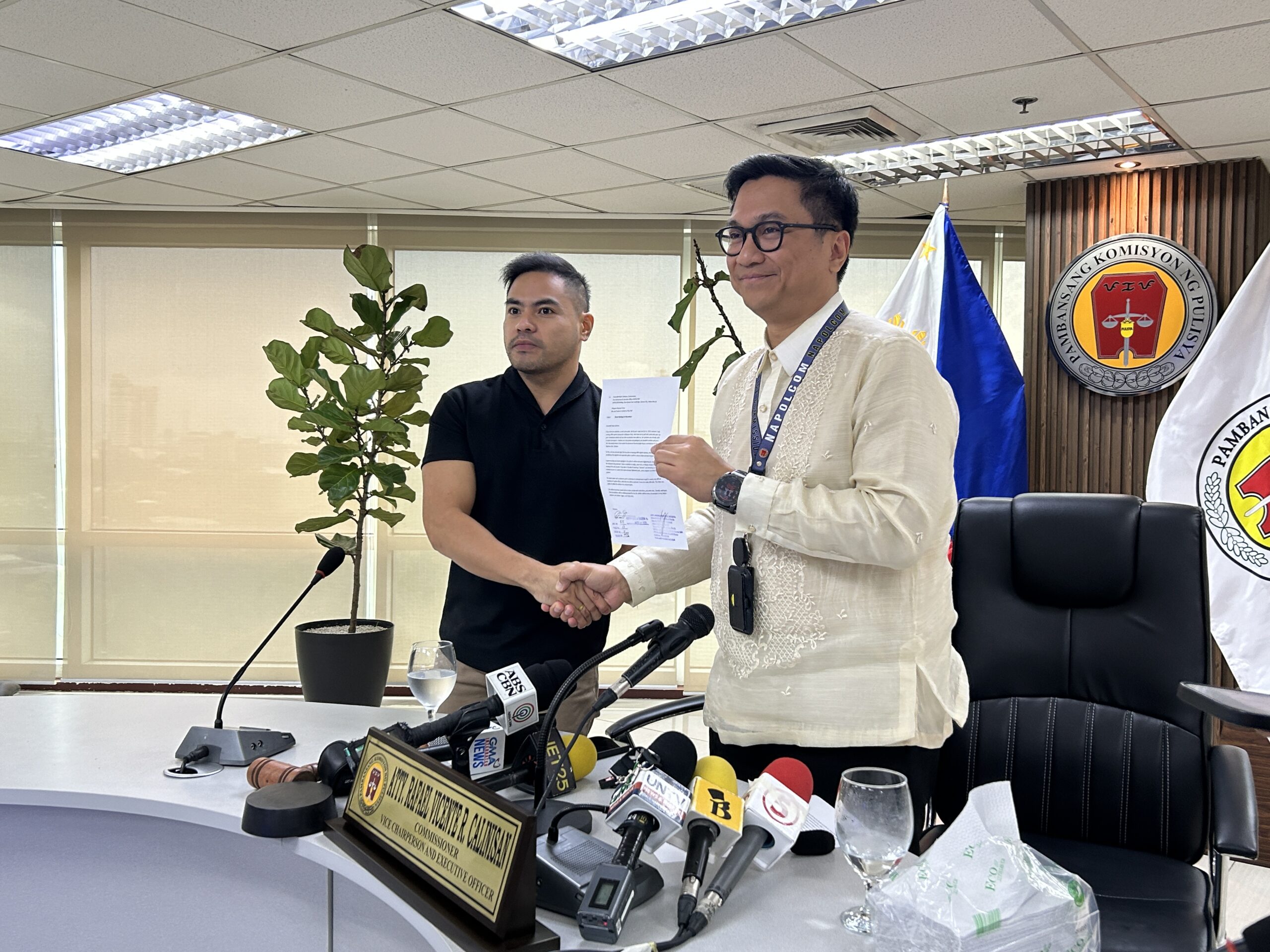 PHOTO: Daryll Isidro (left), the Halloween partygoer who dressed up as a police officer FOR STORY: Halloween partygoer who dressed as cop apologizes at Napolcom