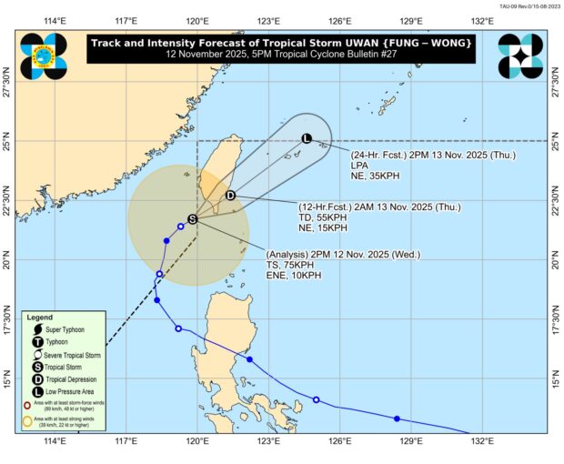 Uwan re-enters PAR; Signal No. 1 up in Batanes
