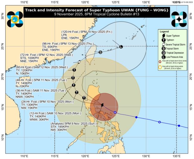 Uwan nears landfall in Aurora – Pagasa