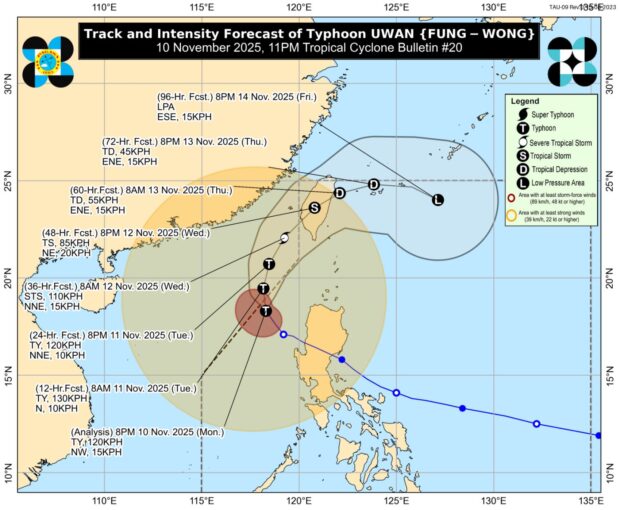 Signal No. 2 still up in 13 Luzon areas as Uwan moves over West PH Sea