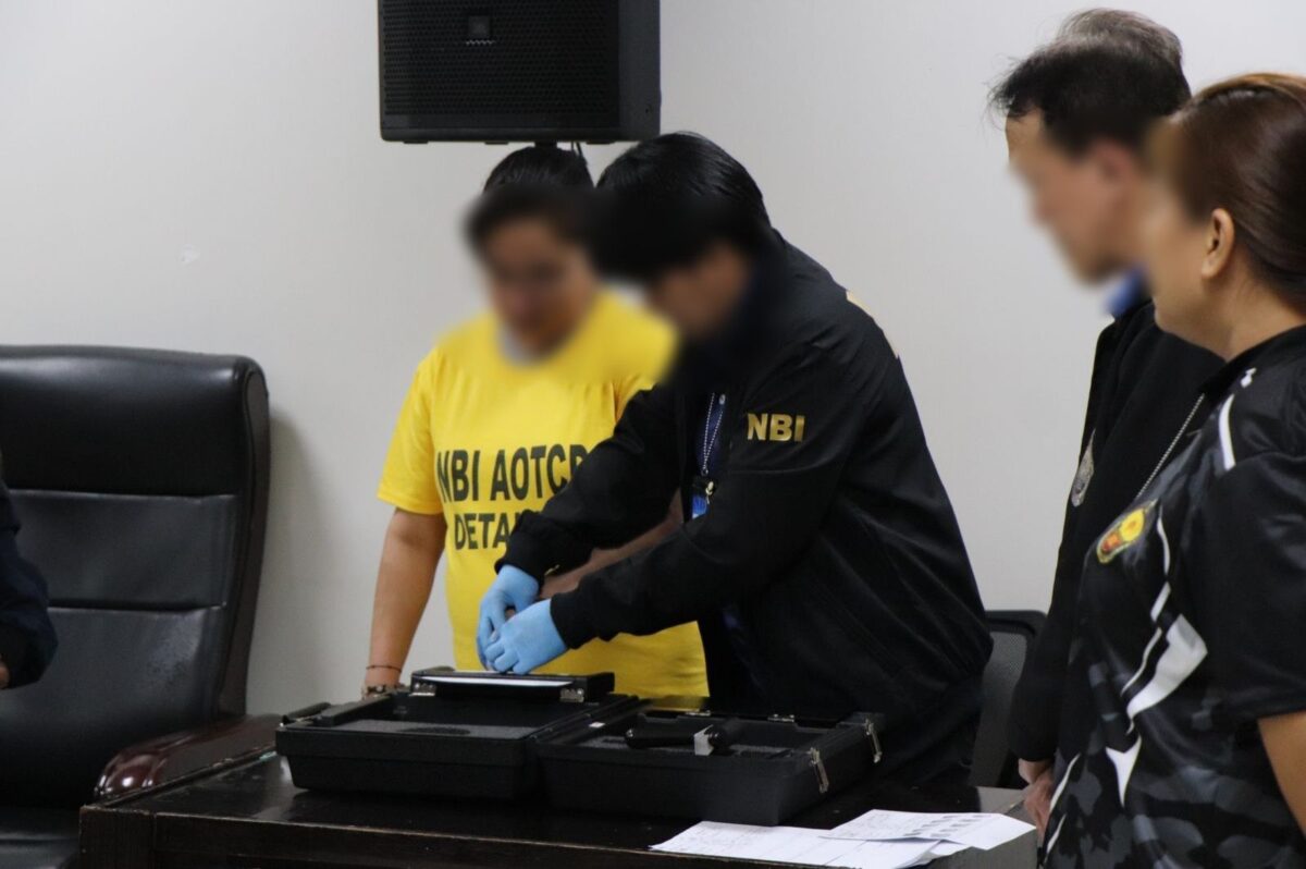 Contractor Sarah Discaya undergoes fingerprinting at the National Bureau of Investigation following her arrest on December 18, 2025. (Photo from NBI)