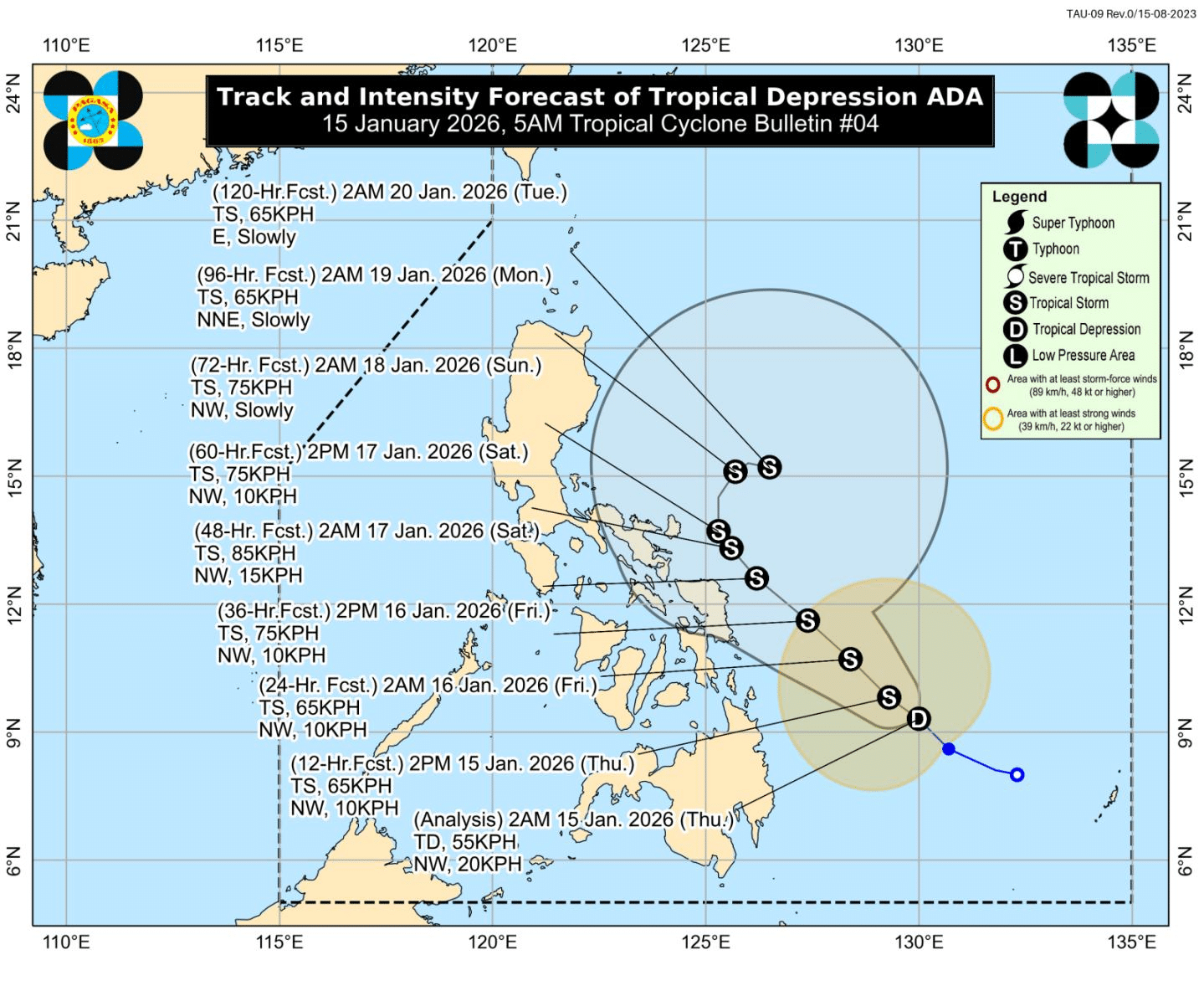 Pagasa: Signal no. 1 up in 11 areas as TD Ada slightly intensifies