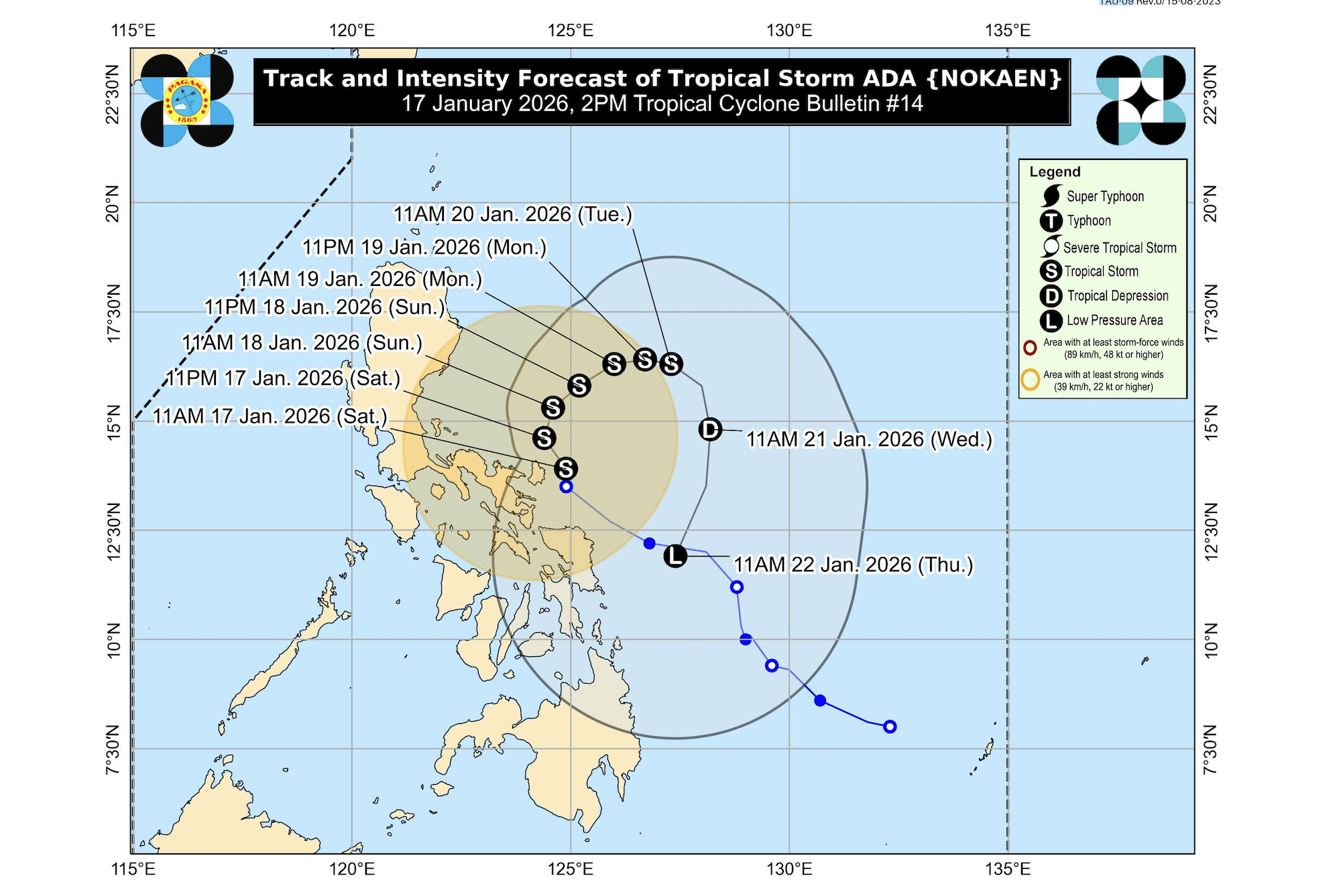 Ada maintains strength; 5 Luzon areas still under Signal No. 2