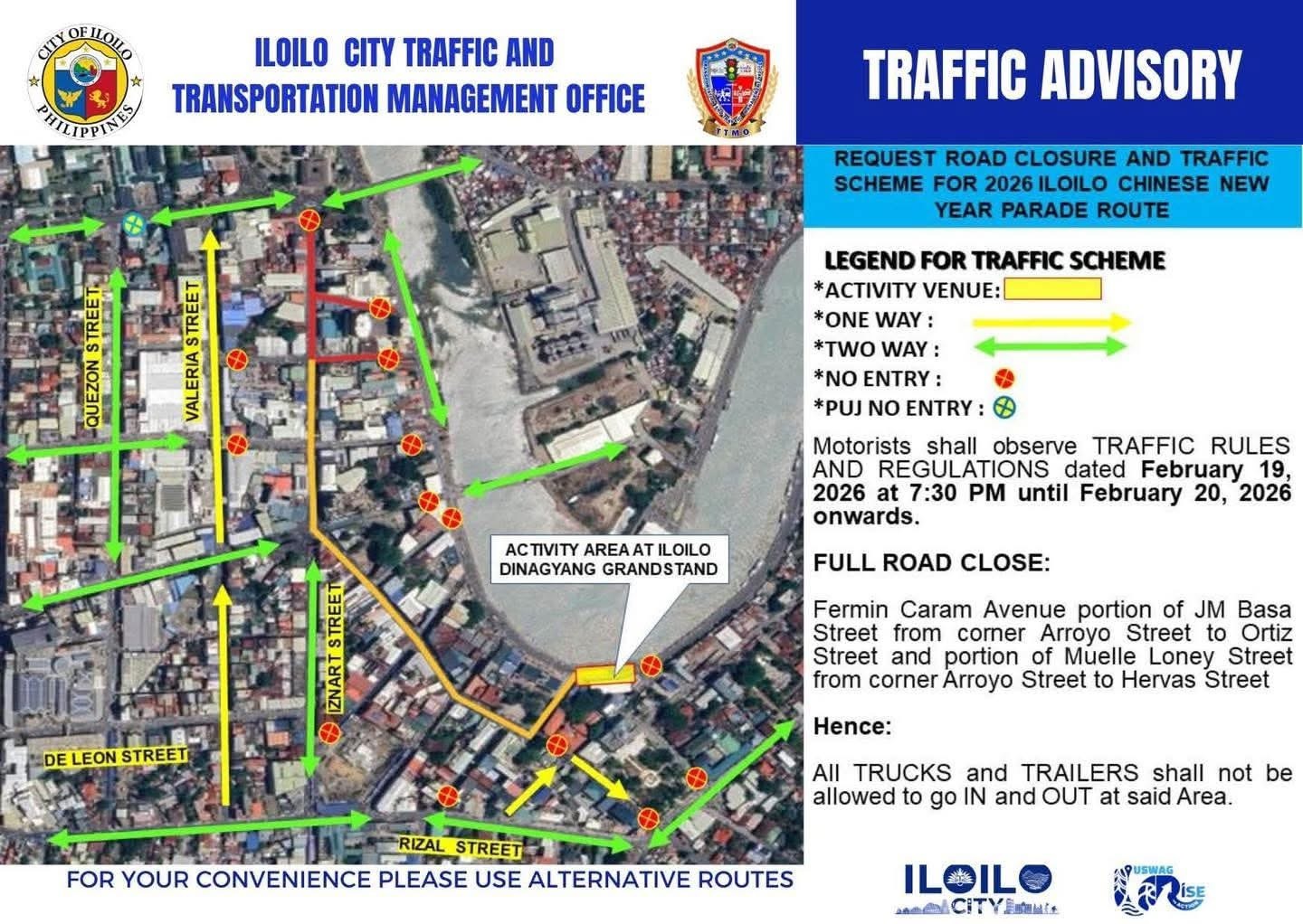 Road closures set for weeklong Chinese New Year celebration in Iloilo