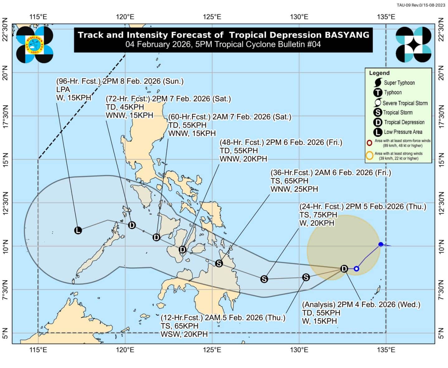 12 areas in Visayas, Mindanao under Signal No. 1 due to TD Basyang