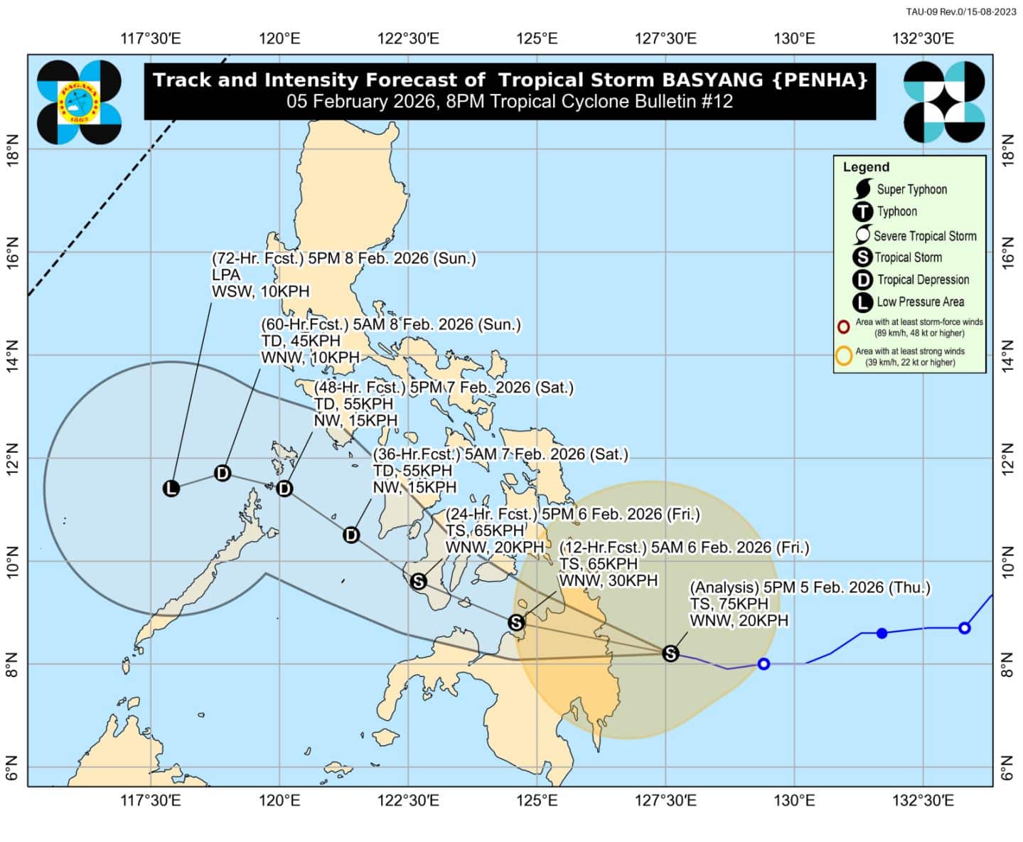 Basyang maintains strength as it nears Caraga; Signal No. 2 in 15 areas