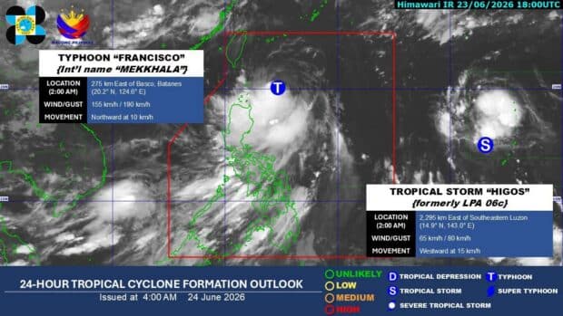 Rainy Wednesday in parts of Luzon, Visayas as typhoon moves away