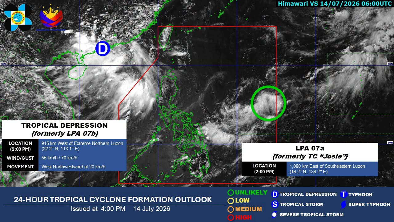Pagasa: Josie weakens into LPA; may dissipate over PH Sea