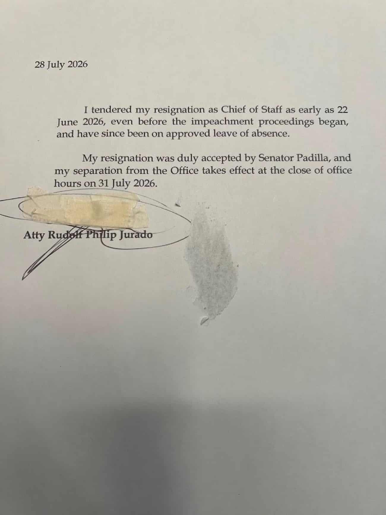 Padilla chief of staff confirms resigning before impeachment trial