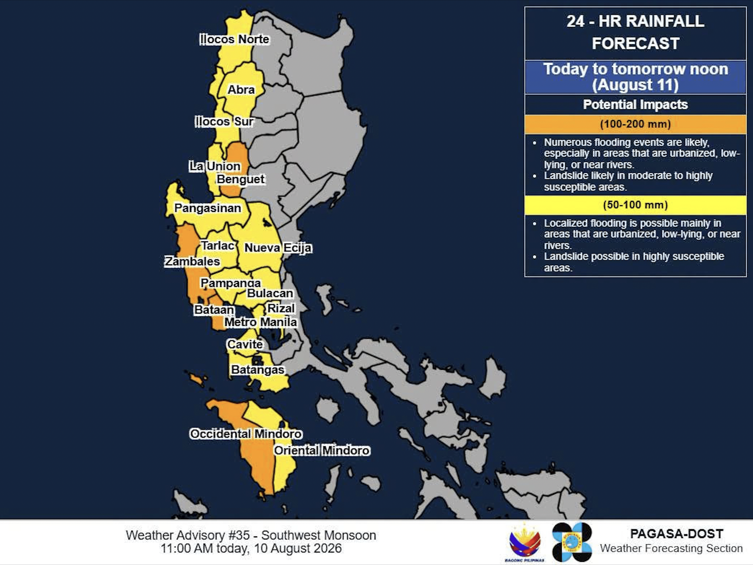 Habagat may still bring heavy rains in 4 provinces till Tuesday (Aug. 11)