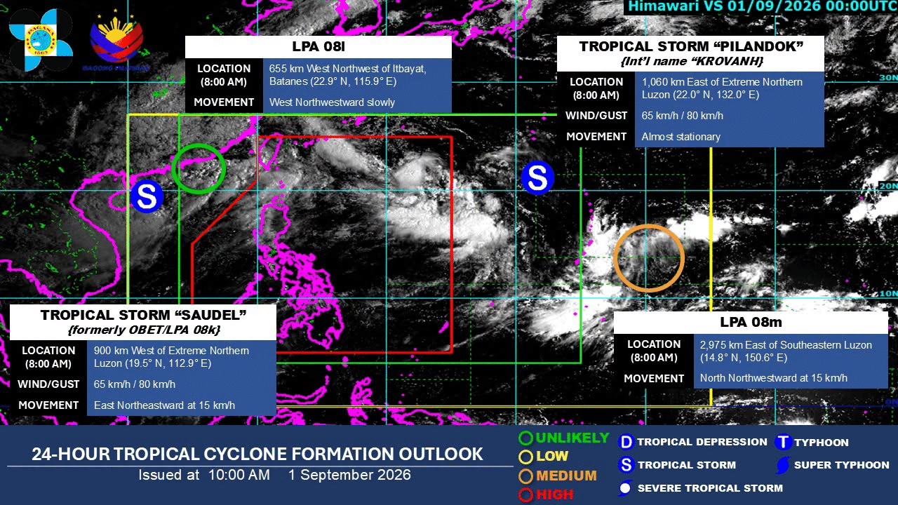 Pilandok intensifies into tropical storm Tuesday morning