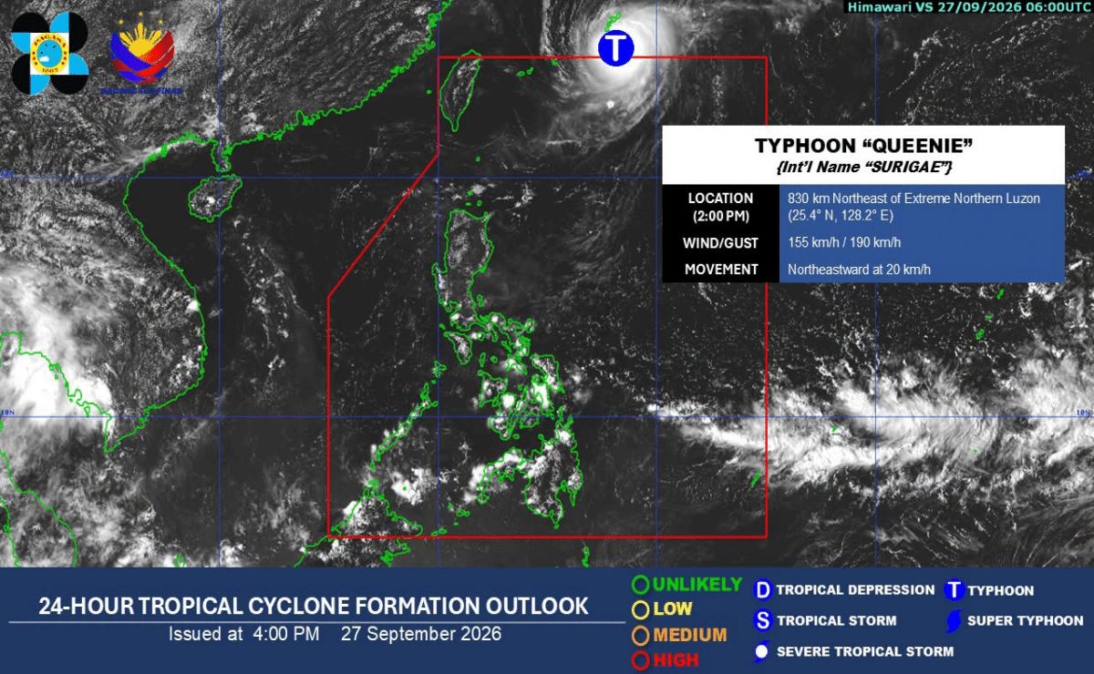 Typhoon Queenie exits PAR