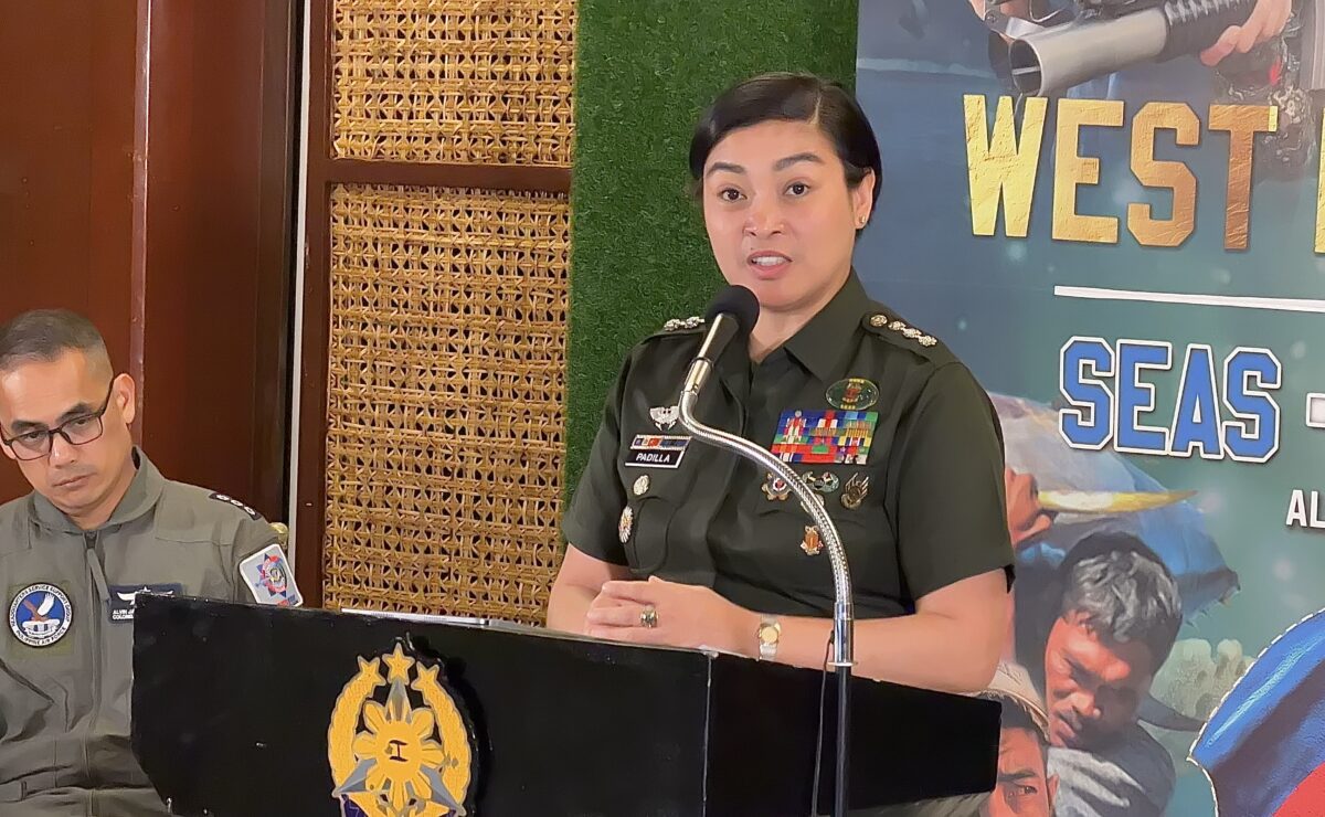 Armed Forces of the Philippines spokesperson Col. Francel Margareth Padilla speaks in a press briefing at Camp Aguinaldo, Quezon City.