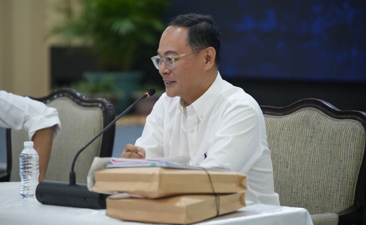 New DPWH secretary Giovanni Lopez speaks in a press conference on Tuesday, October 27. (Photo by DOTr)