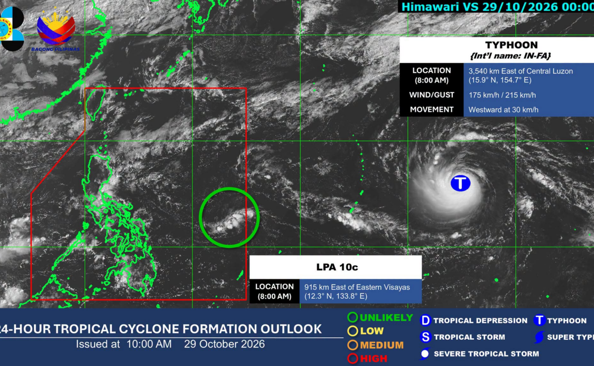 A low pressure area (LPA) was being monitored inside the country on Thursday morning, according to the state weather bureau.